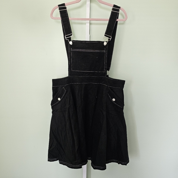 Unique Vintage Dresses & Skirts - Unique Vintage 1960s Black Corduroy Brionne Pinafore Skirt 1X 16